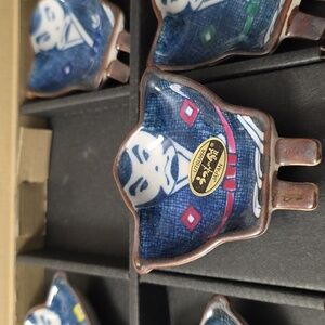 Set of 6 Blue and White Japanese small sauce dishes